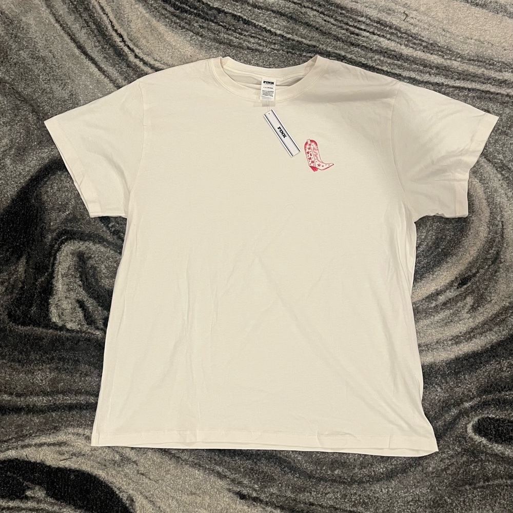 New Victoria’s Secret PINK Shirt (L)  Short Shirt Logo NWT plus a free gift